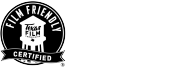 Film Friendly Texas Certified logo featuring a white silhouette of an old water tower tank and the words "Film Friendly Certified" on a black background.